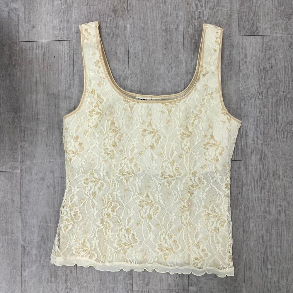 Vintage y2k cream lace tank top